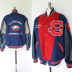 NEFF Eagle High school Wool Vegan leather Varsity Letterman wool bomber jacket